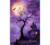 Journal: A Magical Halloween Night of Mystery & Imagination: A Notebook Featuring a Cherry Tree Under the Full Moon, Haunted Castle, Black Cat & ... Creative Writing, Notes & Spooky Reflections