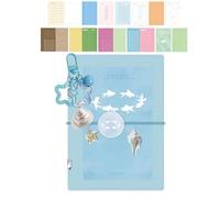 Journal Binder - Cute 5 Rings Clear PVC Cover Loose-Leaf Refillable - M5 Pocket Binder Hand Ledger - for School Travel Office Daily Records Planners Travellers Scrapbooking