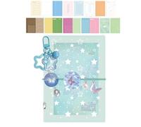 Journal Binder, Loose-Leaf Refillable Portable Cute 5 Rings, Hand Ledger Notebook, for Adults Students School Home Office Travel Daily Records Scrapbooking