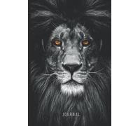 Journal: Black and White Lion Photo with Amber Eyes / Ruled 6x9 Small Composition Notebook for Writing / Blank Lined Paper Book / Cute Card Alternative / Gift for Journal Lovers and Writers