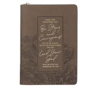 Journal Classic Zip Brown Strong & Courageous Josh. 1:9