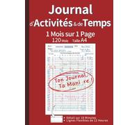 Journal d'Activités & de Temps: 1 Mois sur 1 Page pour Maîtriser Votre Temps et Atteindre Vos Objectifs | Carnet de Suivi sur 120 Mois (10 Ans) Non ... Format A4 (Rouge) (Journal Temporel "APERÇU")