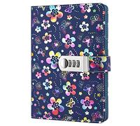 Journal Notebook Record Diary with lock Beautiful Flower PU Leather Cover Writing Notepad A5 Size Book Travel Journal for Girls and Boys. (Colorful flower)