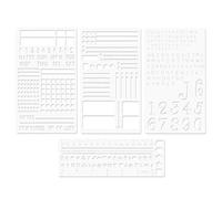 Journal Stencil - 4 Pieces Metal Template Set, Rustproof Drawing Rulers for Bullet Journaling, Great Line Craft Pattern, Easy Trace Precision Design, Premium Art Supply, Writing Tools for Planner