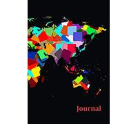 Journal: world map, gifts for travelers, lined journal, blank notebook, 6"x 9", 100 pages for writing notes, decorated interior.