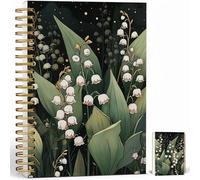 Journaling Notebooks for Women, Lily of the Valley Flowers Notebook - Vintage Dark Botanical Floral Notebook Journal Gifts, Lined Paper, A5 Spiral Journal Notebook Office Supplies Gifts for Women