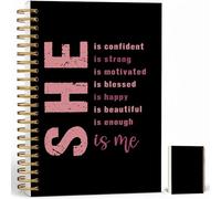 Journaling Notebooks for Women, She Is Me Journal - Vintage Black Notebook Journal Gifts, Self Care Notebook, Healing Journal, A5 Spiral Journal Notebook Office Supplies Gifts for Women Birthday(Black