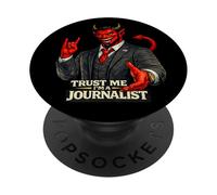 Journalist Devil | Protest Humor Satan No Corporate Greed PopSockets Adhesive PopGrip