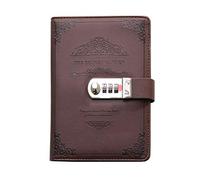 Journals,Notebooks Retro Password Book Multi-Function Lock Diary Thickening Work Record(Brown)