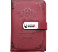Journals,Notebooks Retro Password Book Multi-Function Lock Diary Thickening Work Record(Red)