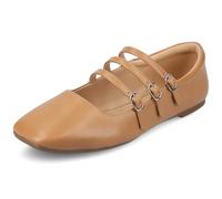 Journee Collection Women's Darlin Mary Jane Flat, Tan, 4.5 UK
