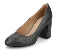 Journee Collection Women's Seraphina Block Heel Dress Pumps, Croco/Charcoal, 10 UK