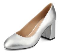 Journee Collection Women's Seraphina Block Heel Dress Pumps, Silver, 7.5 UK