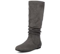 Journee Womens Jayne Round Toe Riding Boots, Grey/Suede Extra Wide Calf, 5 UK