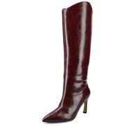Journee Womens Rehela Pull On Stiletto Heel Boots, Patent/Oxblood Wide Width, 4 UK Wide