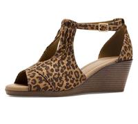 Journee Women's Stacked Wedge Heeled Sandal, Leopard, 10 UK