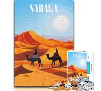 Journey Through Sahara 1000 Piece Jigsaw Puzzle for Adults And Teenagers,Pattern Assembly Fun at Home Activities,Birthday Present,Travel Gifts 38x26cm