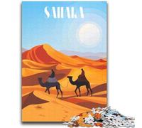 Journey Through Sahara Jigsaw Puzzles for Teenagers 1000 Piece Puzzle,Help The Brain Exercise Addictive Toys to Cultivate Patience A Work of Art (38x52cm)