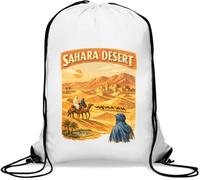 Journey Through Vast Desert Landscape Gym Sack Casual Drawstring Bag White