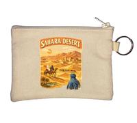 Journey Through Vast Desert Landscape Key Chain Coin Purse Beige