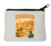 Journey Through Vast Desert Landscape Neoprene Coin Purse Pouch 10x11cm White