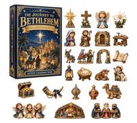 Journey to Bethlehem Nativity Advent Calendar 2026,2D Acrylic | 24 Days Christmas Countdown Calendar, Keepsake Ornaments,Religious Family Decor for Xmas Tree