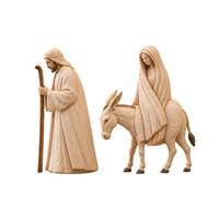 Journey to Bethlehem Nativity Figurine Set, 2 Piece Holy Family Statue | Mary on Donkey & Joseph, Resin Statues, Faux Wood Grain, Sculpted Robes Walking Staff, Christian Advent Holiday Keepsake Gift