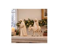 Journey to Bethlehem Nativity Figurine Set,Holy Family Statue Xmas Decor | Mary on Donkey& Joseph Sculpture,Wood Look Carved Christmas Advent Holiday Home Decor,for Mantel,Shelf,Christian KeepsakeGift
