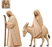 Journey to Bethlehem Nativity Figurine Set,Resin 2-Piece Holy Family Statue | Mary on Donkey & Joseph Sculpture, Wood Look Religious Nativity Scene for Mantel Shelf,Christian Advent Holiday Keepsake Gift
