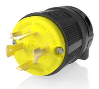 Journeyman-Pro 2411 20 Amp, 240v Electrical Plug, 125/250 Volt, NEMA L14-20P, 3P, 4W, Locking Male Plug Connector, Black Industrial Grade, Grounding 5000 Watts Generator Rating