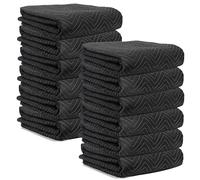 JourneyO 12 Quilted Moving Blankets Deluxe Quality 80 x 72 inches (45 Pound/Dozen Weight) Blue Knitted Shipping Furniture Pads
