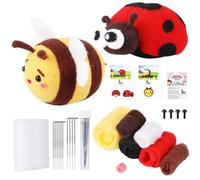 JOUSE Needle Felting Kit (Ladybug, Bee), with Instruction, Felting Foam Mat, Wool Felting Supplies