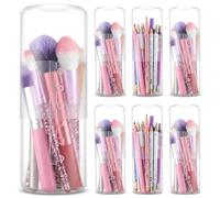 JOUTYFOR 6 Pack Makeup Brush Holders, Retractable Travel Organizer Case for Vanity, Transparent PP Storage Cup with Adjustable Height, Waterproof Dustproof Brush Protector for Artist Cosmetics