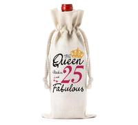 JOUWUI 25th Birthday Gifts for Women,Turning 25 Year Old Gift,Birthday Wine Bag Gift for Best Friend,Daughter,Classmate,Decorative Wine Bag Birthday Gift,Wine Bottle Gift Bag,Drawstring Bags