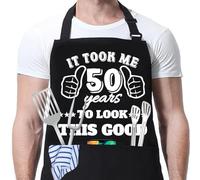 JOUWUI 40th 50th 60th 65th 70th 75th Birthday Gift for Men, Cooking Grilling BBQ Chef Aprons With 3 Pockets, Kitchen Gift