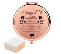 JOUWUI 75th Birthday Gifts for Women - Compact Pocket Makeup Mirror, Travel Gifts for Her, 75 Years Old Folding Makeup Mirror for Mum, Aunt, Grandma, Wife, Sister, Best Friend