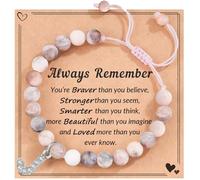 JOUWUI Natural Stone Healing Bracelets with Initial A-Z,adjustable pink bead bracelets,Unique Gifts for Women Teen Girls friend ladies daughter,With Encourage Quote Card (Initial J)