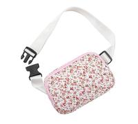 JOVAKIT Quilted Cotton Fanny Pack for Women Girls, Fashion Waist Packs with Adjustable Strap, Floral Coquette Running Waist Packs, Zipper Fanny Pack Crossbody Bags Travel Storage Bag, Red, M