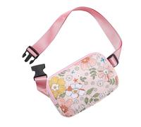 JOVAKIT Quilted Cotton Fanny Pack for Women Girls, Fashion Waist Packs with Adjustable Strap, Floral Coquette Running Waist Packs, Zipper Fanny Pack Crossbody Bags Travel Storage Bag, Flowers, M