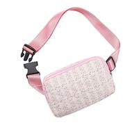 JOVAKIT Quilted Cotton Fanny Pack for Women Girls, Fashion Waist Packs with Adjustable Strap, Floral Coquette Running Waist Packs, Zipper Fanny Pack Crossbody Bags Travel Storage Bag, Pink, M