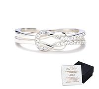 JOVALT To My Best Friend 'Sisters By Heart' Knot Ring, 925 Sterling Silver Square Knot and AAA Grade Cubic Zirconia Sister Rings, Adjustable Open Infinity Friendship Ring for Women Girls