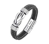 JOVALT to My Daughter, My Heart Will Always Be Linked to Yours Bracelet, Mother and Daughter Forever Linked Together Braided Leather Bracelet, Infinity Bracelets For Women Stainless Steel