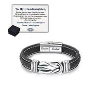 JOVALT To My Granddaughter Braided Leather Bracelet, infinity bracelets for women, Stainless Braided Leather Bracelet Bangle Wristband, Grandmother Granddaughter Bracelet