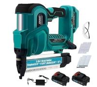 JOVANT Brad Nailer Electric, 2-in-1 18G Nail Gun & Staple Gun with 800pcs Nails&Staples, with 2×2.0Ah Batteries & Charger, for Woodworking, Flooring, Roofing and Upholstery