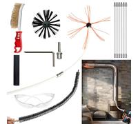 JOVANT Chimney Sweep Kit 18 FEET,Chimney Brush With 6 Nylon Flexible Rods And Strong Brush,Chimney Cleaning Kit And Rotary Chimney Cleaning System Brush Tool For Cleaning Chimney,Fireplace And Pipes