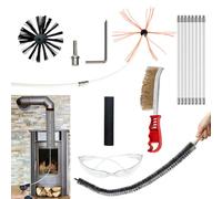 JOVANT Chimney Sweep Kit 24 Feet - Brush With 8 Nylon Flexible Rods, Rotary Cleaning System for Fireplace and Pipes