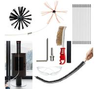 JOVANT Chimney Sweep Kit 36FEET,Chimney With 12 Nylon Flexible Rods And Strong Brush,Chimney Cleaning Kit And Rotary Chimney Cleaning System Brush Tool For Cleaning Chimney, Fireplace And Pip