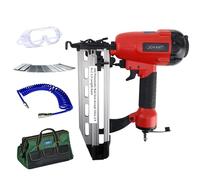 Jovant Pnumatic Finish Nailer, 16 Gauge Nail Gun Acepts 3/4 Inch Up to 2-1/2 Inch Finish Nails. Brad Nailer Gun Can Hit Hardwood Ideal for Upholstery, Woodworking (Includes 6 m Air Tube & Portable