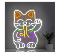 Jovarel Neon Light for neon Sign Cat Lucky Ramen, Powered, for Home, Pub, Store, Wall Decor