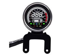 JOVERI 12V LCD Motorcycle Digital Tachometer Odometer 12000 RPM Speedometer Oil Temperature Fuel Gauge Sunlight Visible LIGHT Backlight S Motorcycle Odometer